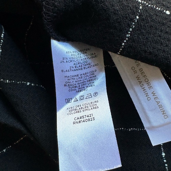 LOFT Windowpane Mock Neck Puff Sleeve Dress Black 0P - Picture 11 of 11